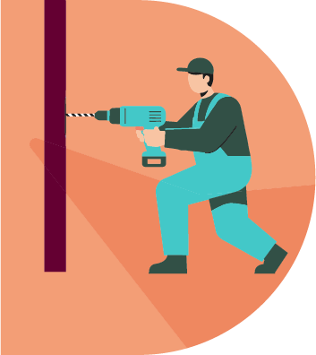 Illustratie Van Een Man Die Aan Het Boren Is In Een Muur Om Unique Buying Reason Te Visualiseren