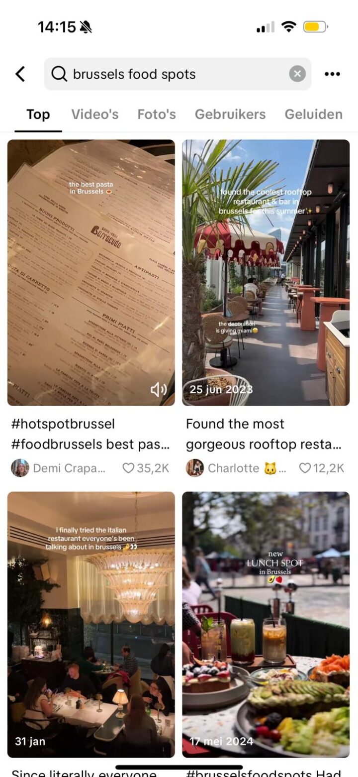 Afbeelding Van Social Search Tiktok Wordt Gebruikt Om Food Spots In Brussel Te Vinden
