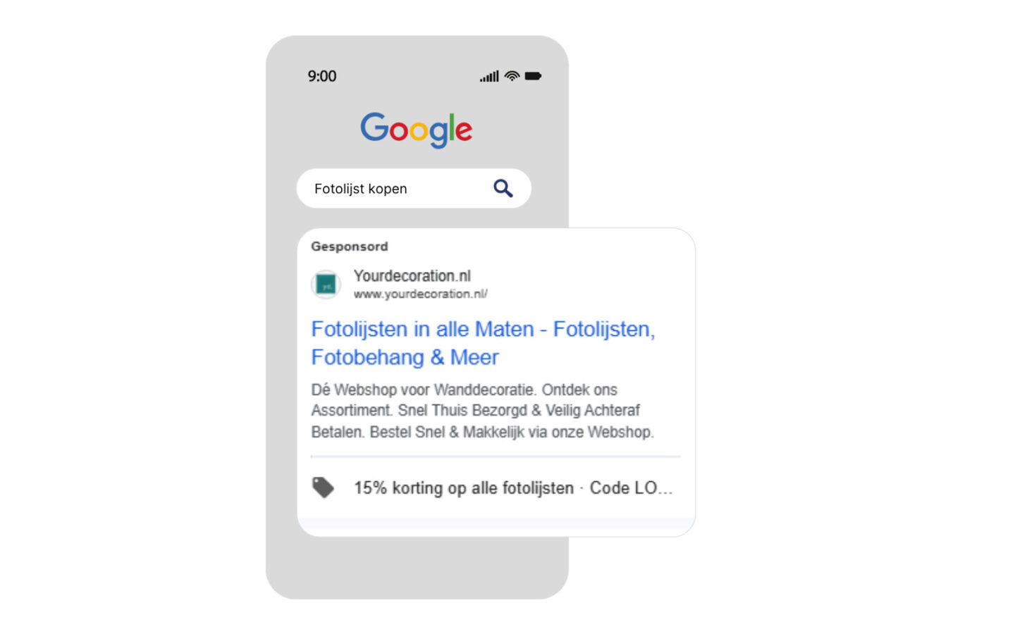 Google Ads Advertentie Voorbeeld Van Your Decoration Als Je Op Fotolijst Kopen Zoekt