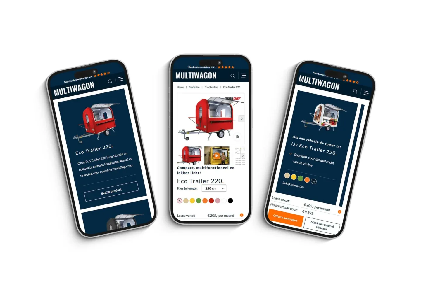 De Website Van Multiwagon Door Dtch Digitals Getoond Op Drie Telefoons