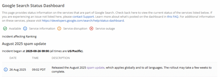 Augustus Google Core Spam Update 2025