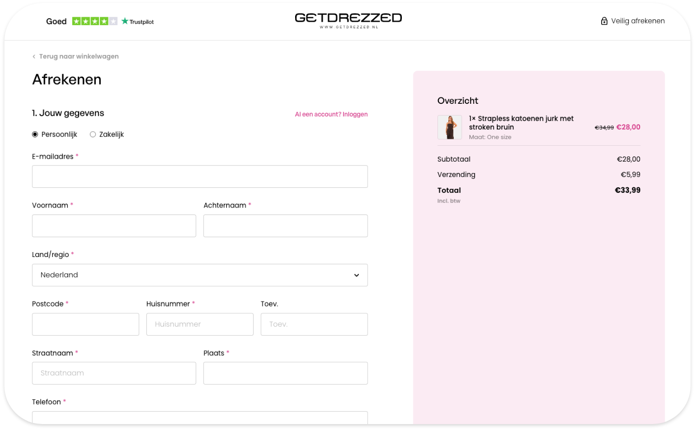 Custom Checkout Gebouwd Voor Getdrezzed Door Dtch Digitals