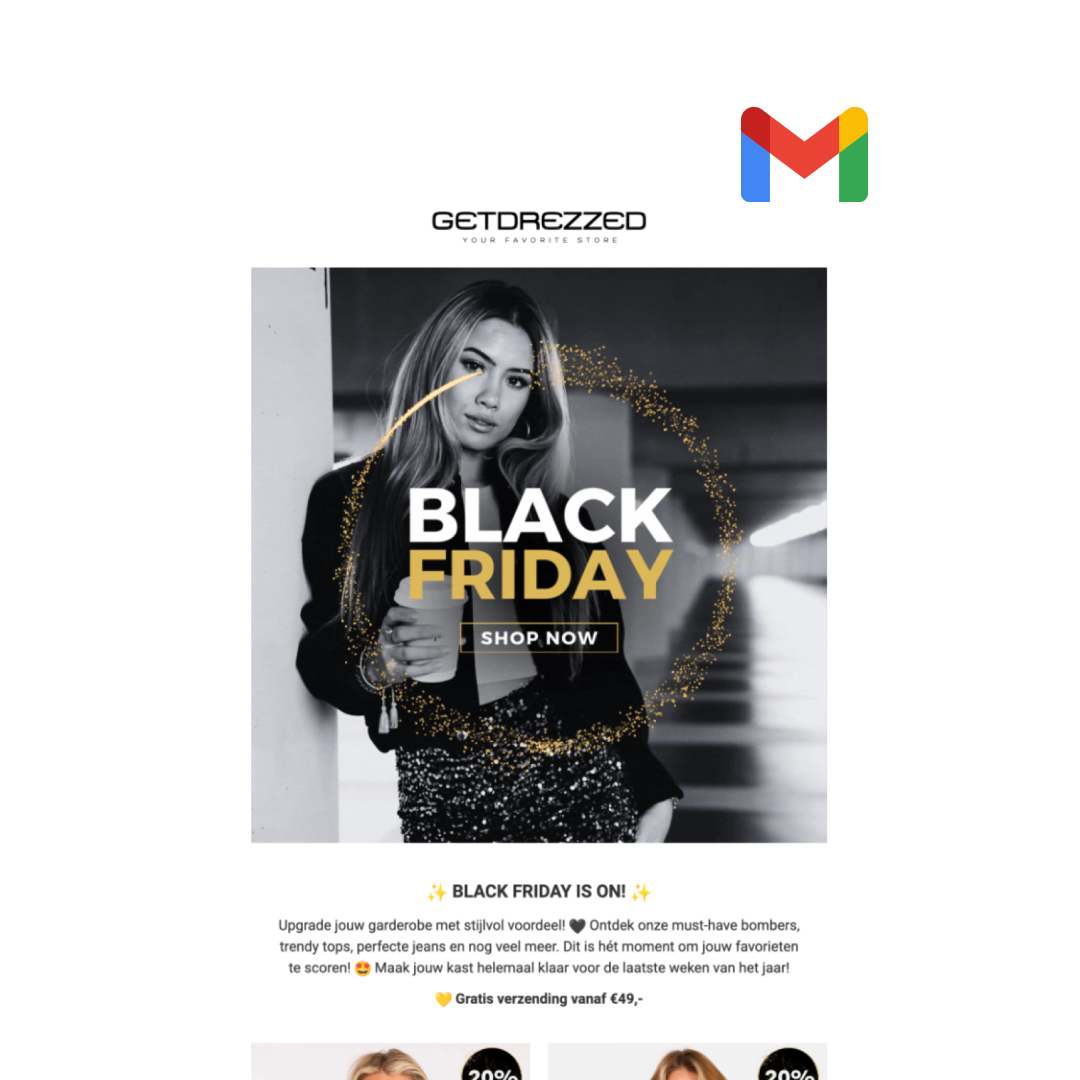 Gerichte Email Marketing Campagne Voor Getdrezzed Met Black Friday