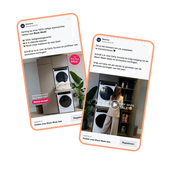 Gerichte Social Campagne Met Bijpassende Beelden Voor Wastoren Tijdens Black Friday