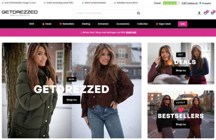 Screenshot Van Getdrezzed. Woocommerce Webshop Met Pieken Tijdens Bepaalde Campagnes