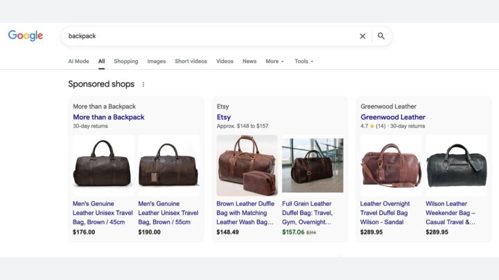 Google Shopping Sponsored Shops Search Results 1
