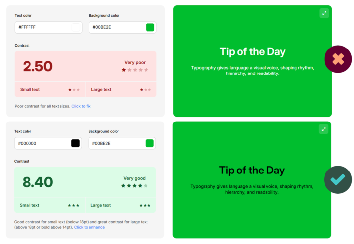 Redesign Coolors Contrast Checker