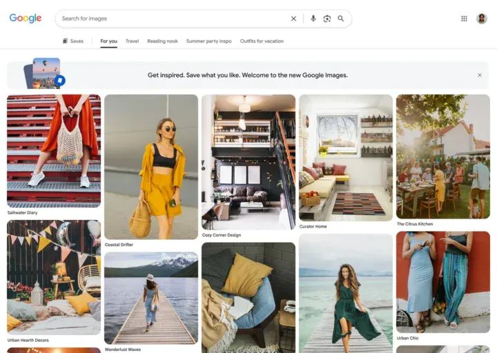 Een vernieuwde homepage voor Google Images