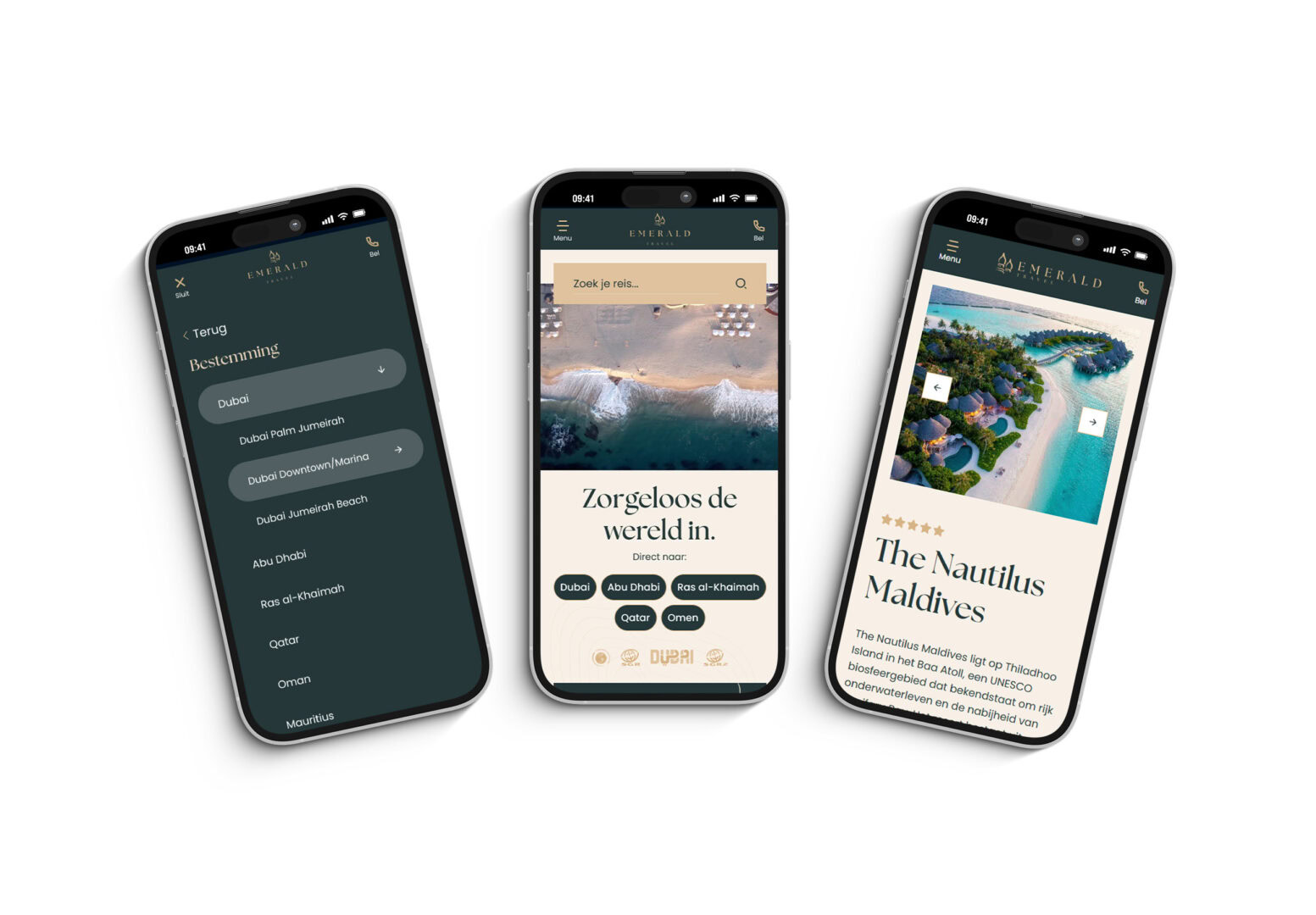 Emerald Travel Mobile Webdesign