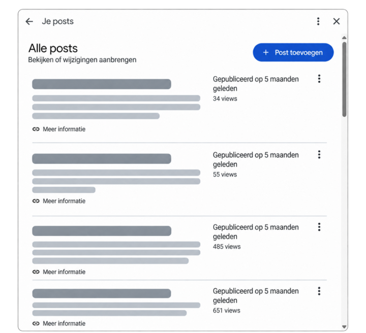 Google Bedrijfsprofiel Posts Met Weergaven