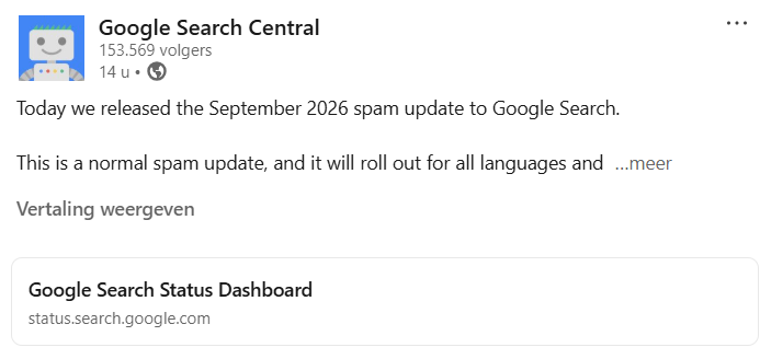 Google Releases September 2026 Spam Update