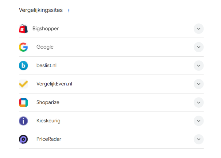 Vergelijkingssites Google