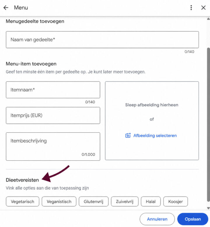 Gbp Menu Item Toevoegen Met Dieetvereisten (1)